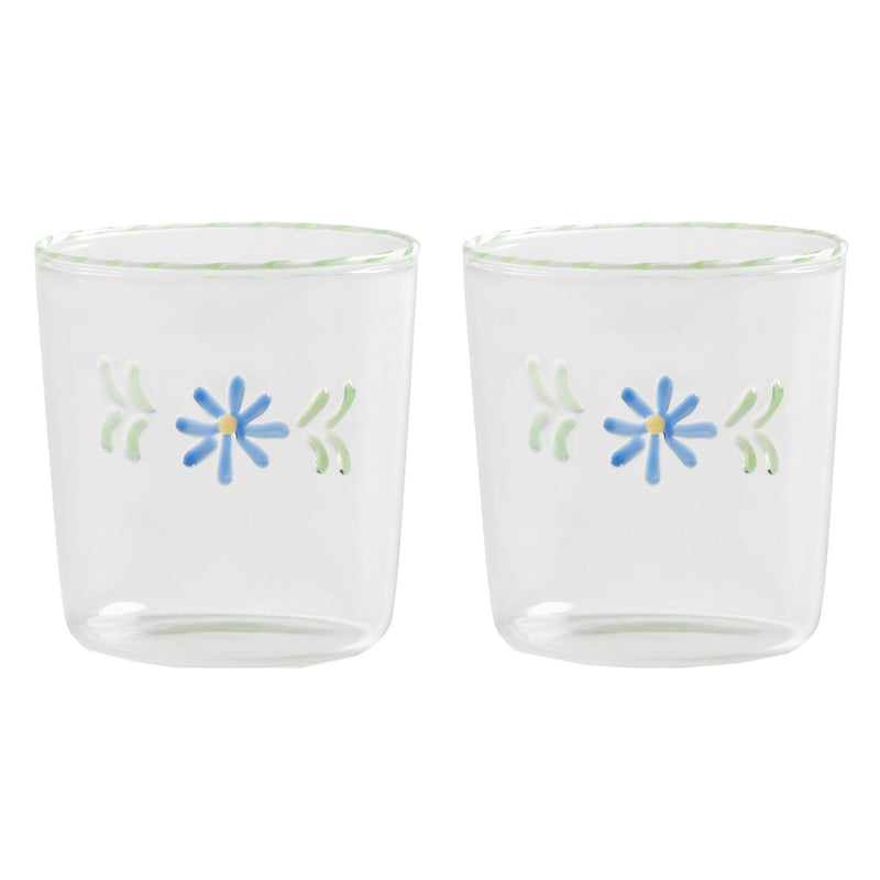 &amp;klevering - Flora Trinkglas | blau