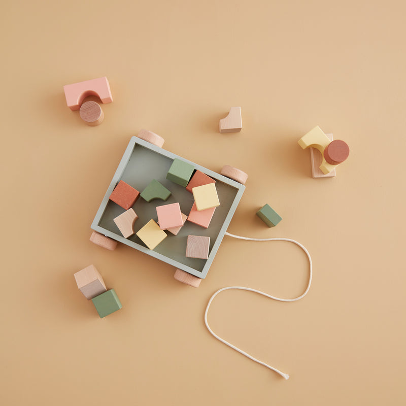 Kids Concept - Edvin Wagen mit Holzklötzen
