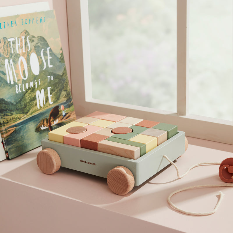 Kids Concept - Edvin Wagen mit Holzklötzen