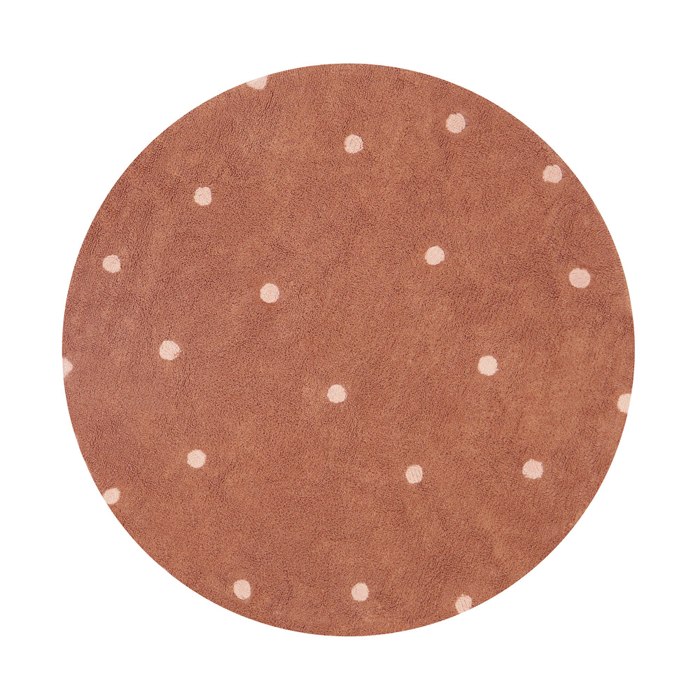 Lorena Canals - Round Dot Teppich | chestnut/rose