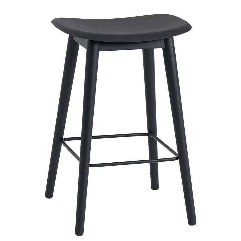 Muuto - Fiber Barhocker Wood Base | schwarz / Eiche schwarz
