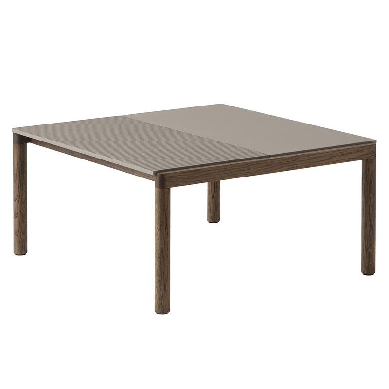 Muuto - Couple Couchtisch | 1 Plain / 84 x 80 cm / Eiche dunkel geölt/taupe