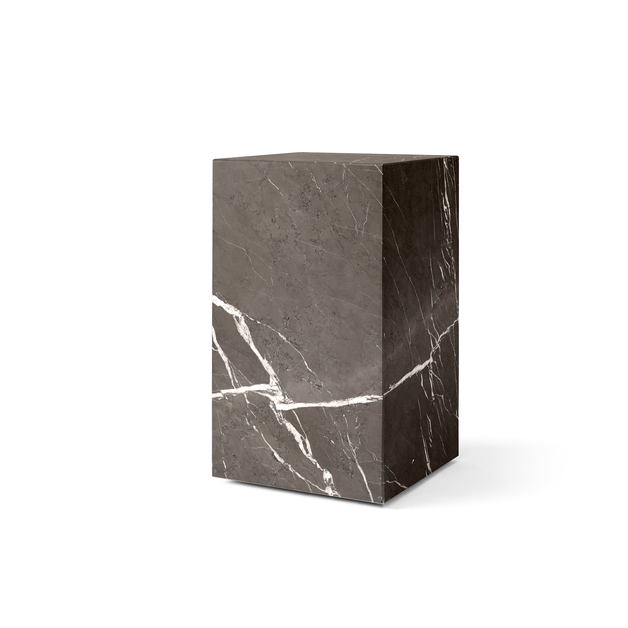 Audo - Plinth Beistelltisch | tall / braun-grauer Marmor