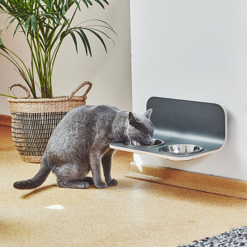 MiaCara - Arco Katzennapfhalter mit Porzellannäpfen