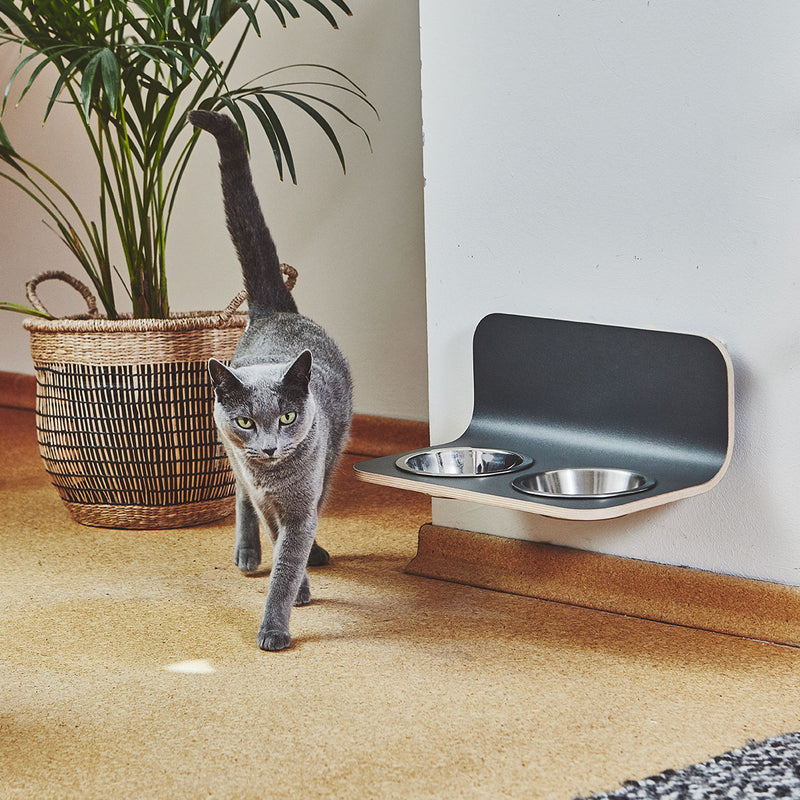 MiaCara - Arco Katzennapfhalter mit Porzellannäpfen