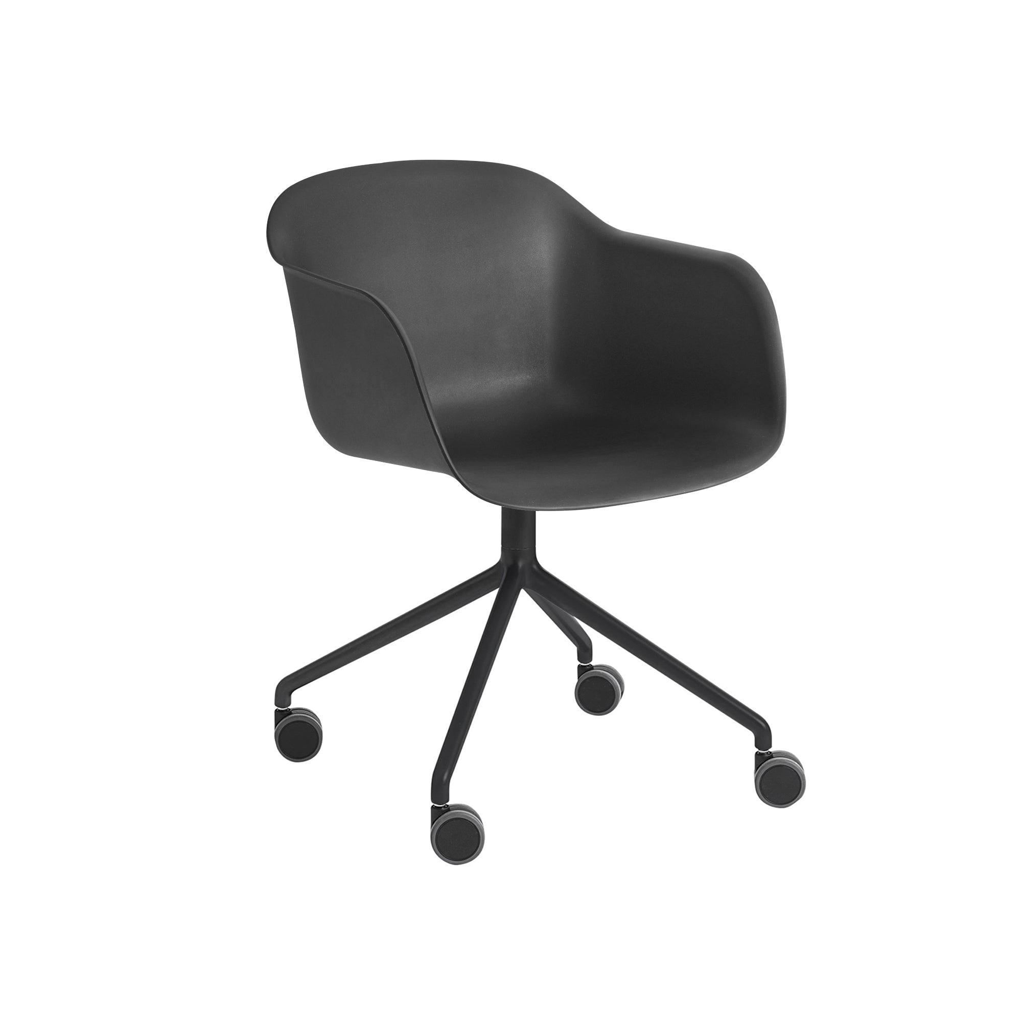 Muuto - Fiber Armchair Swivel mit Rollen | schwarz