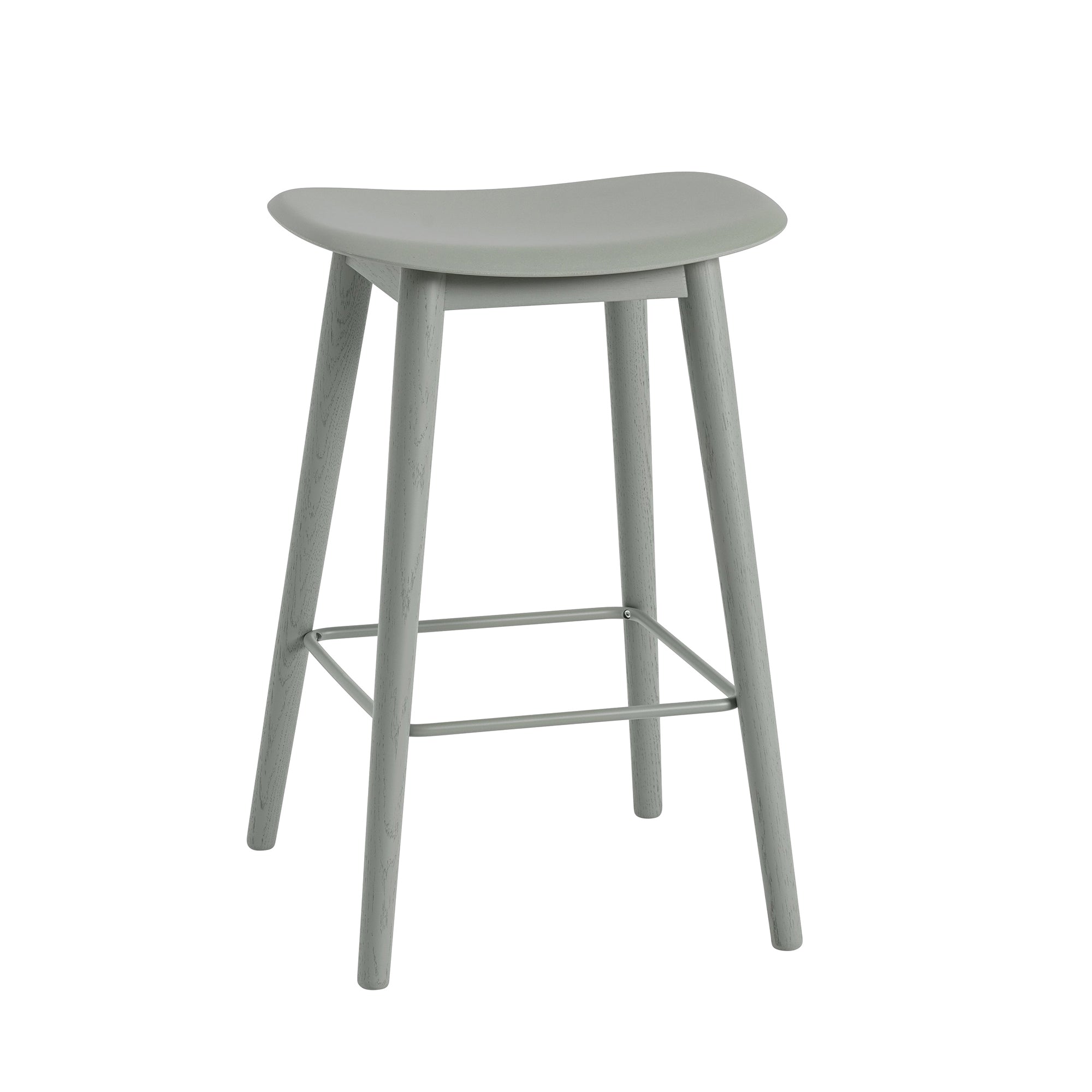Muuto - Fiber Barhocker Wood Base | grau / Eiche grau