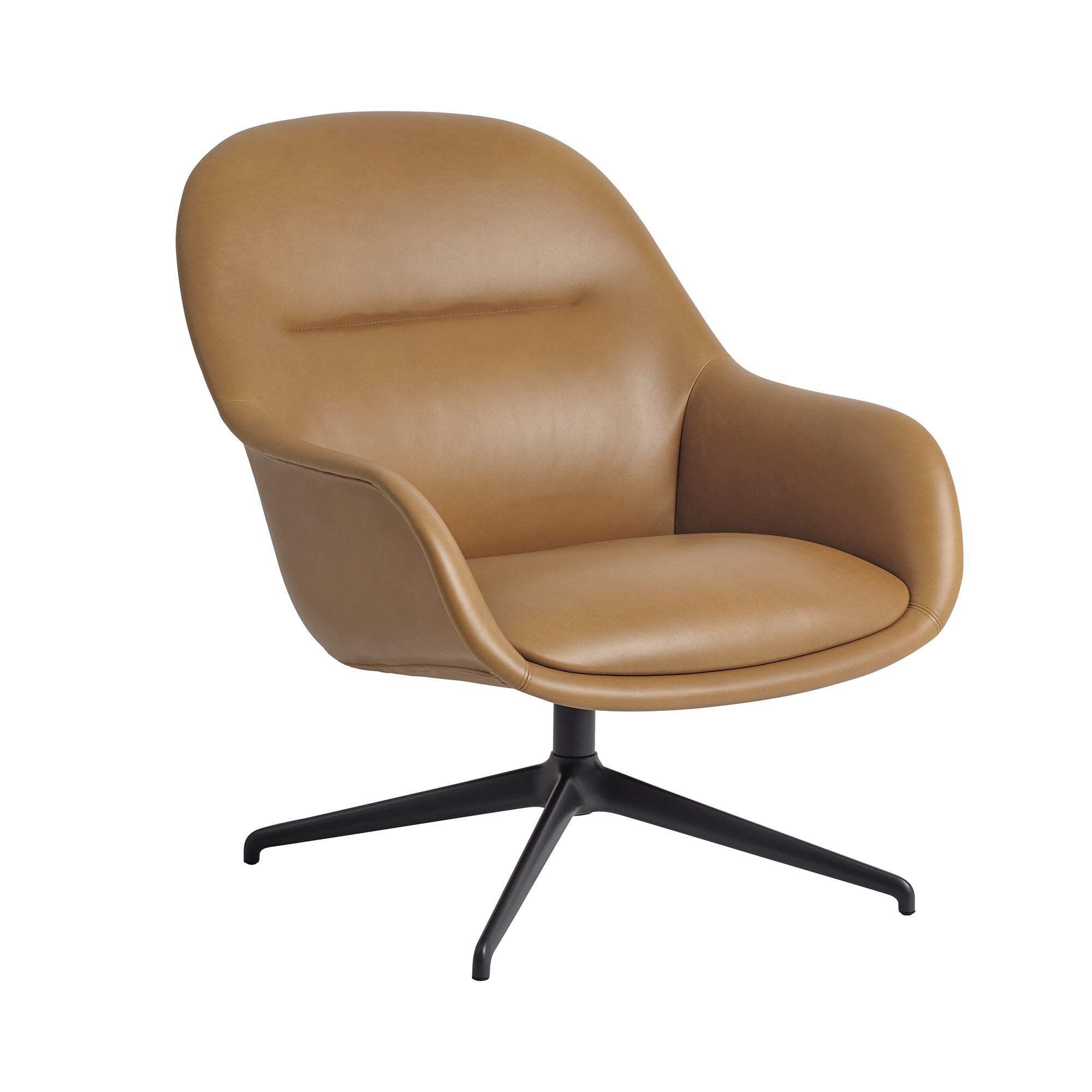 Muuto - Fiber Lounge Armchair Swivel Base | Refine Leder Cognac