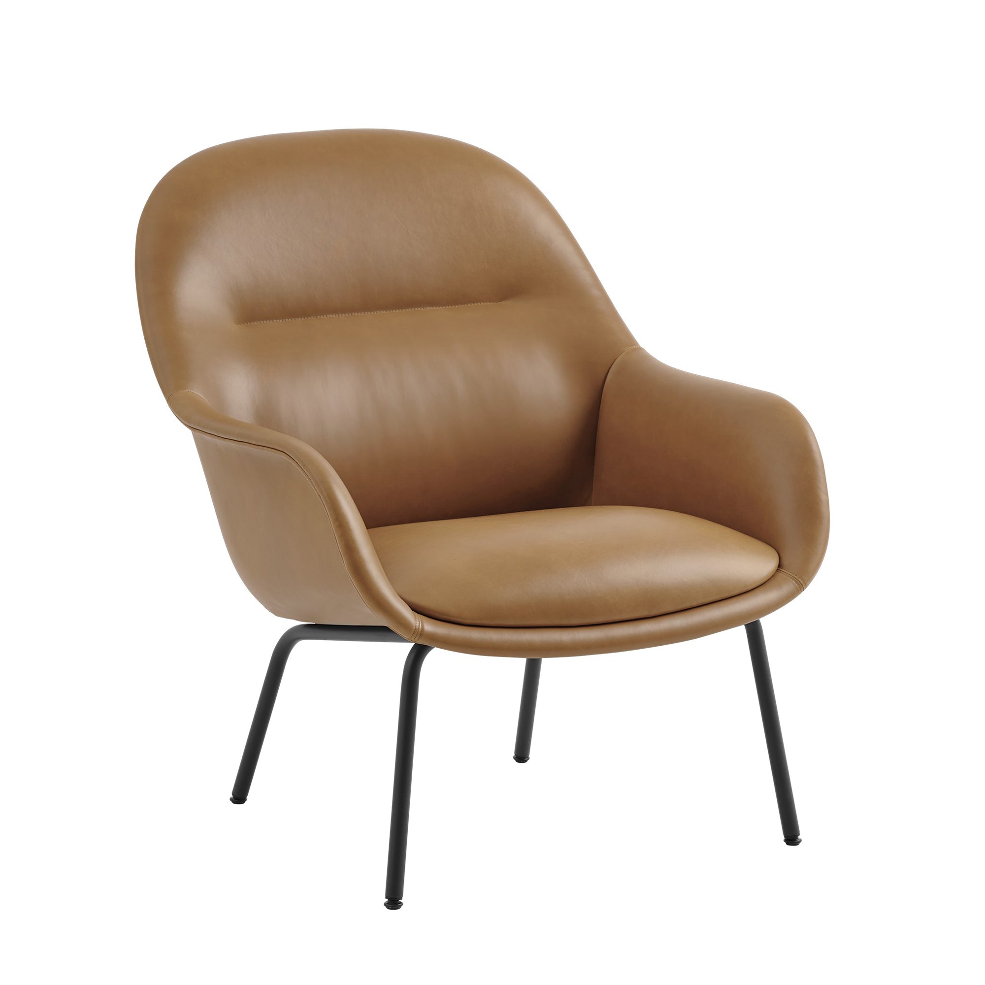 Muuto - Fiber Lounge Armchair Tube Base (gepolstert) | Refine Leather cognac