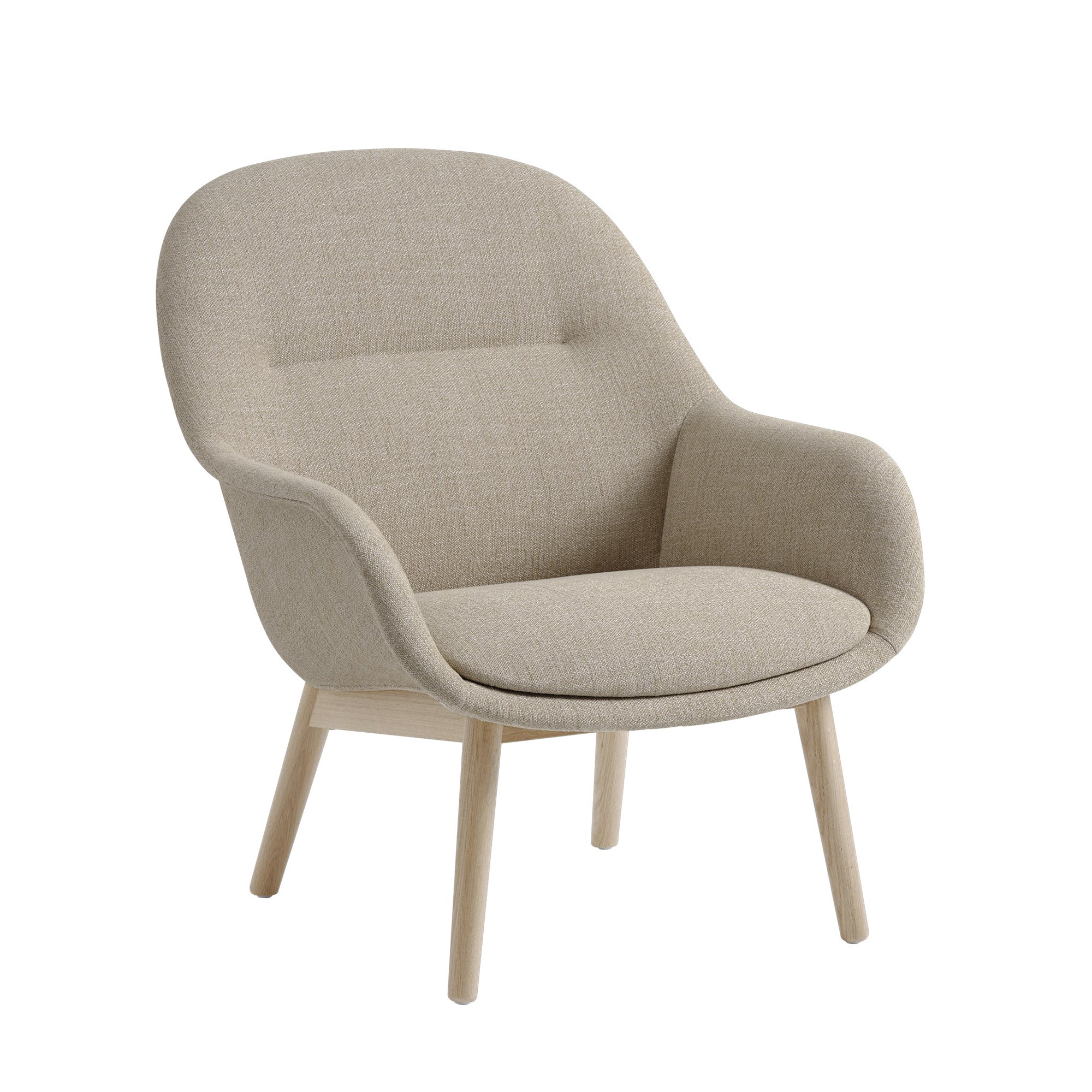 Muuto - Fiber Lounge Armchair Wood Base (gepolstert) | Kvadrat Ecriture beige (240)