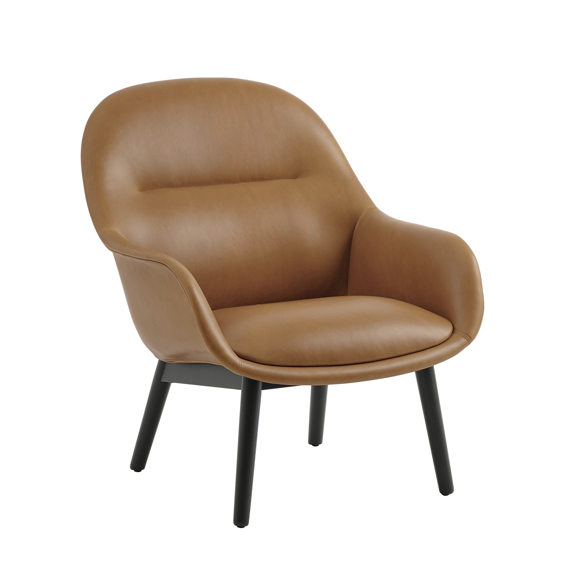 Muuto - Fiber Lounge Armchair Wood Base (gepolstert) | Refine Leather cognac