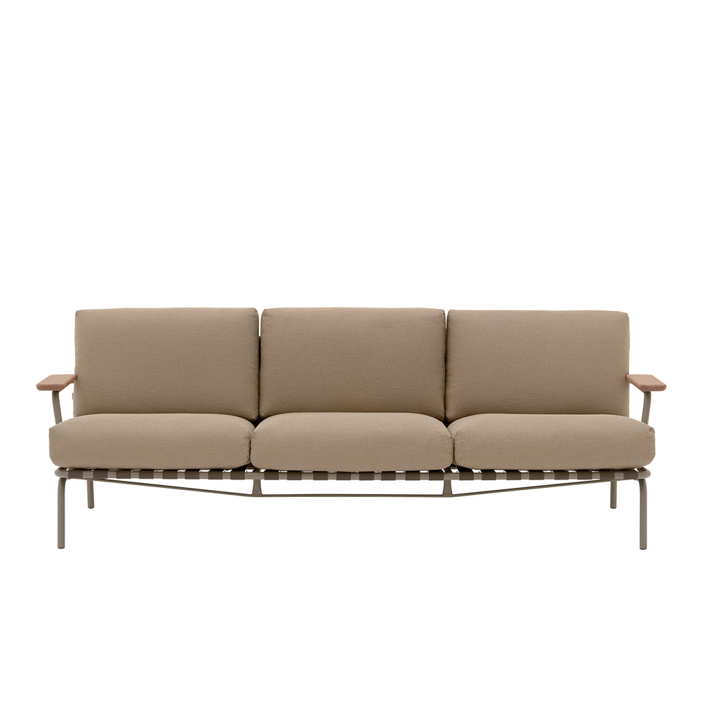 Muuto - Settle Outdoor 3-Sitzer Sofa | braun/taupe (Stoff Ribbed Weave 5)