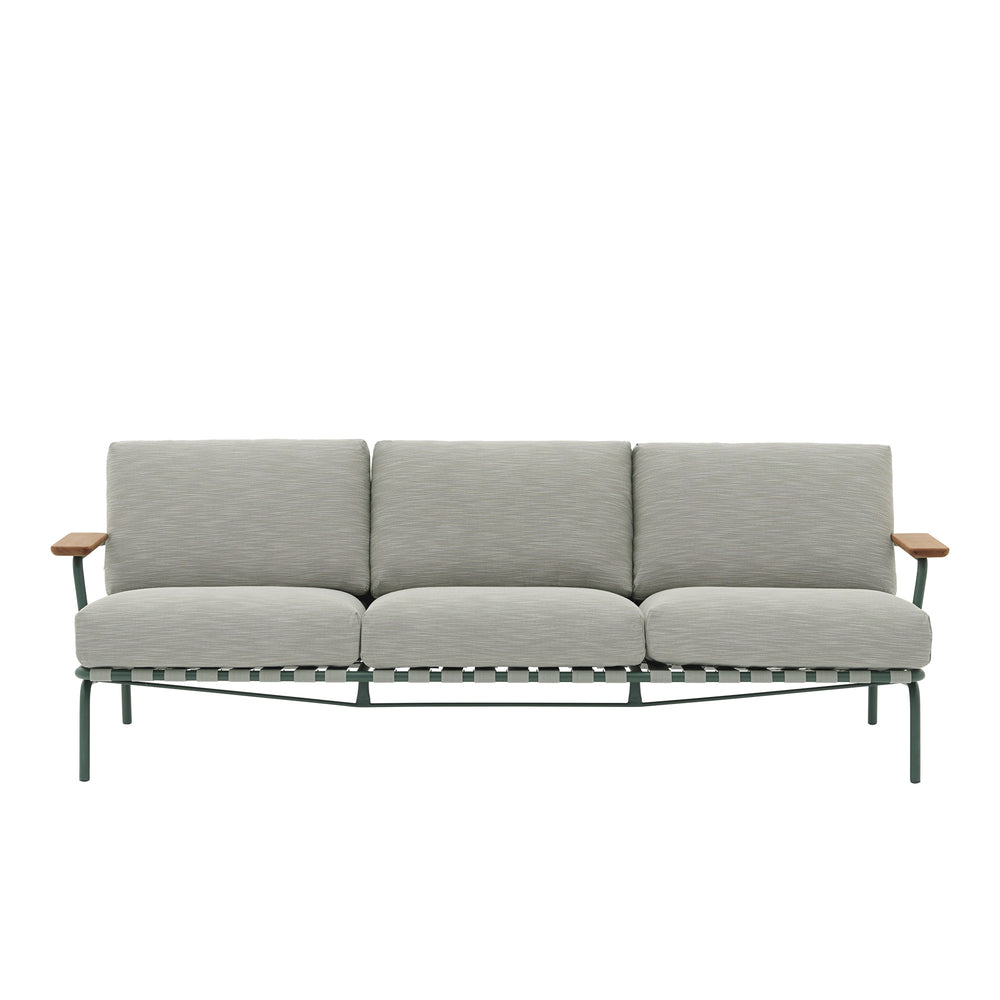 Muuto - Settle Outdoor 3-Sitzer Sofa | grün/dunkelgrün (Stoff Ribbed Weave2)