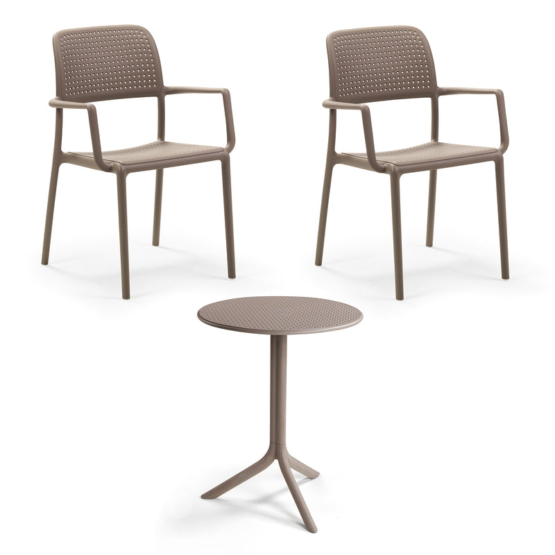 Nardi - Bora Armlehnstuhl (2x) + Step Tisch | tortora