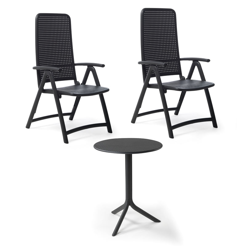 Nardi - Darsena Relax Klappsessel (2x) + Step Tisch | anthrazit
