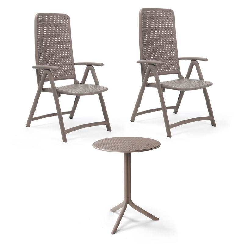 Nardi - Darsena Relax Klappsessel (2x) + Step Tisch | tortora