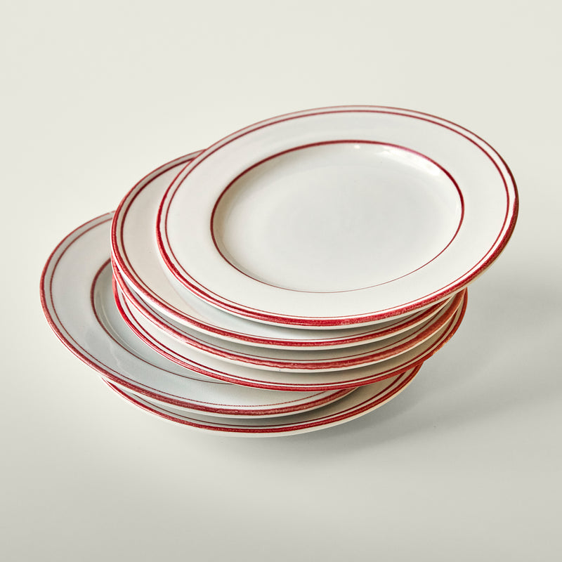 Nicolas Vahé - Bistro Teller | 2er-Set / Ø 21 cm / rot/weiß