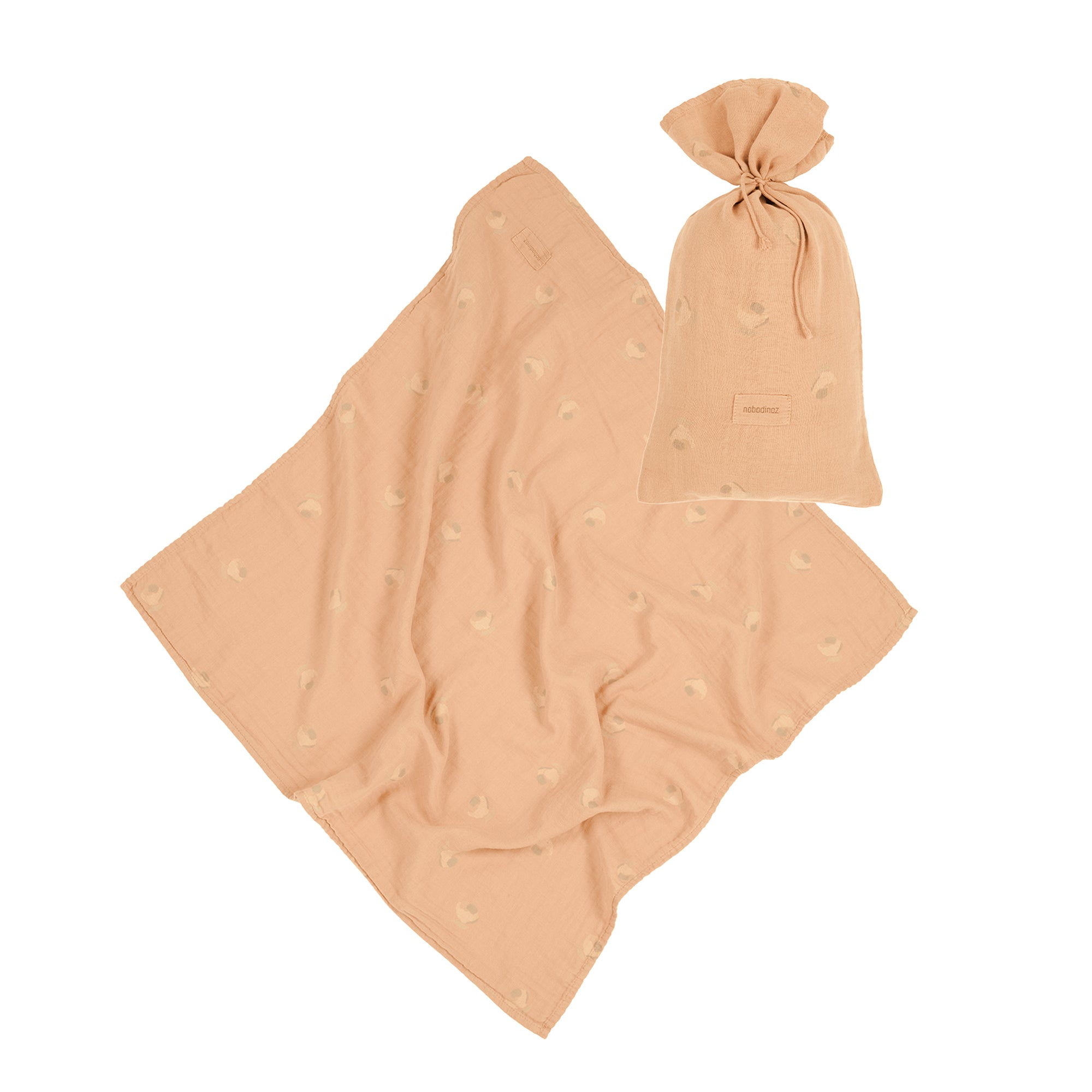 Nobodinoz - Wabi Sabi Musselintuch mit Beutel | powder pink blossom