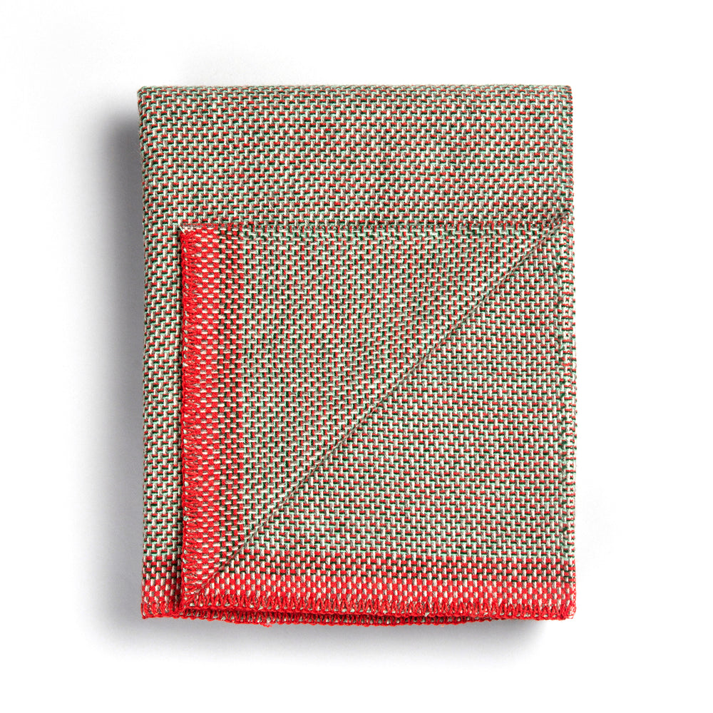 Røros Tweed - Una Wolldecke | bicolor rot/grün