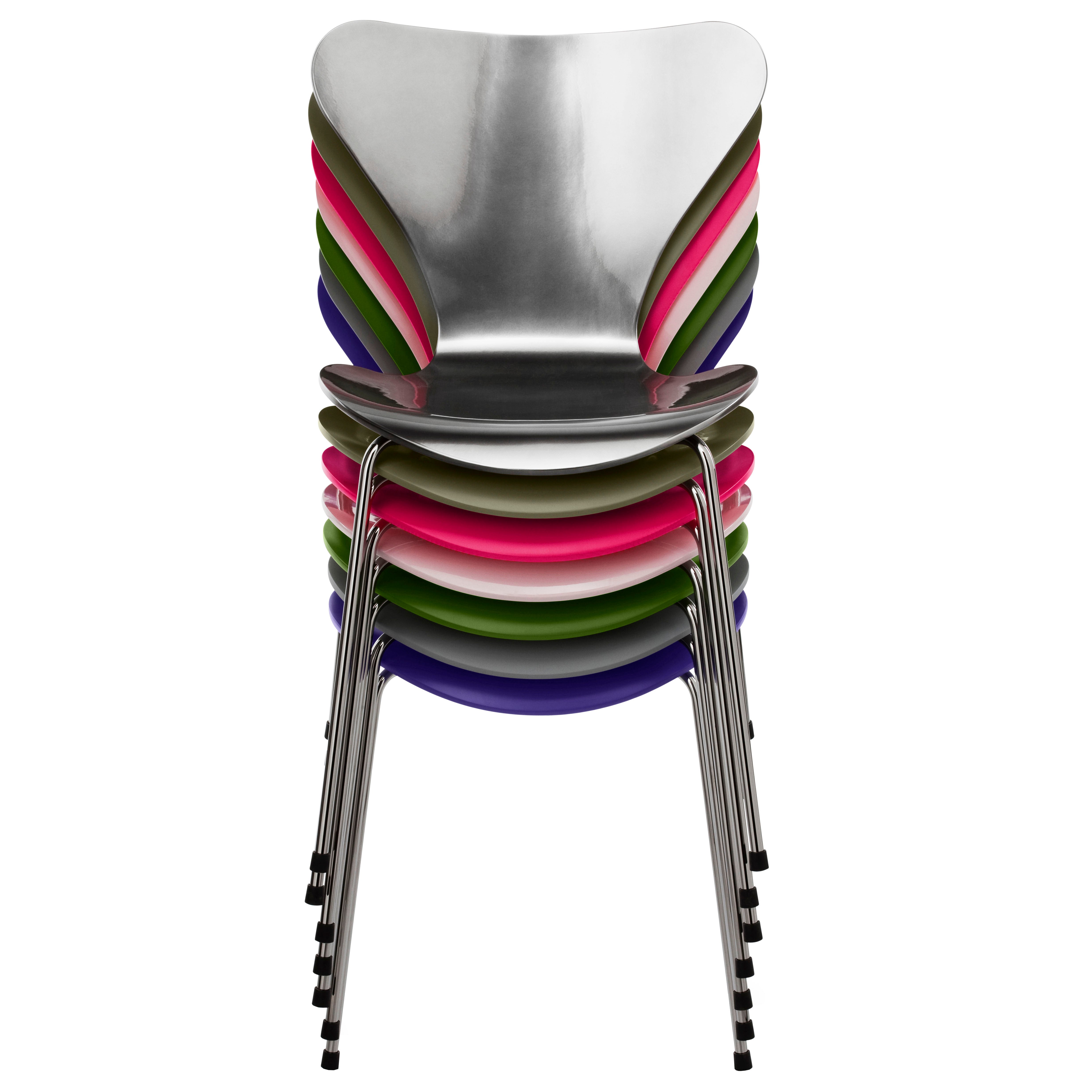 Fritz Hansen - Serie 7 Stuhl Chrom | Esche weiß gefärbt / single / verchromt