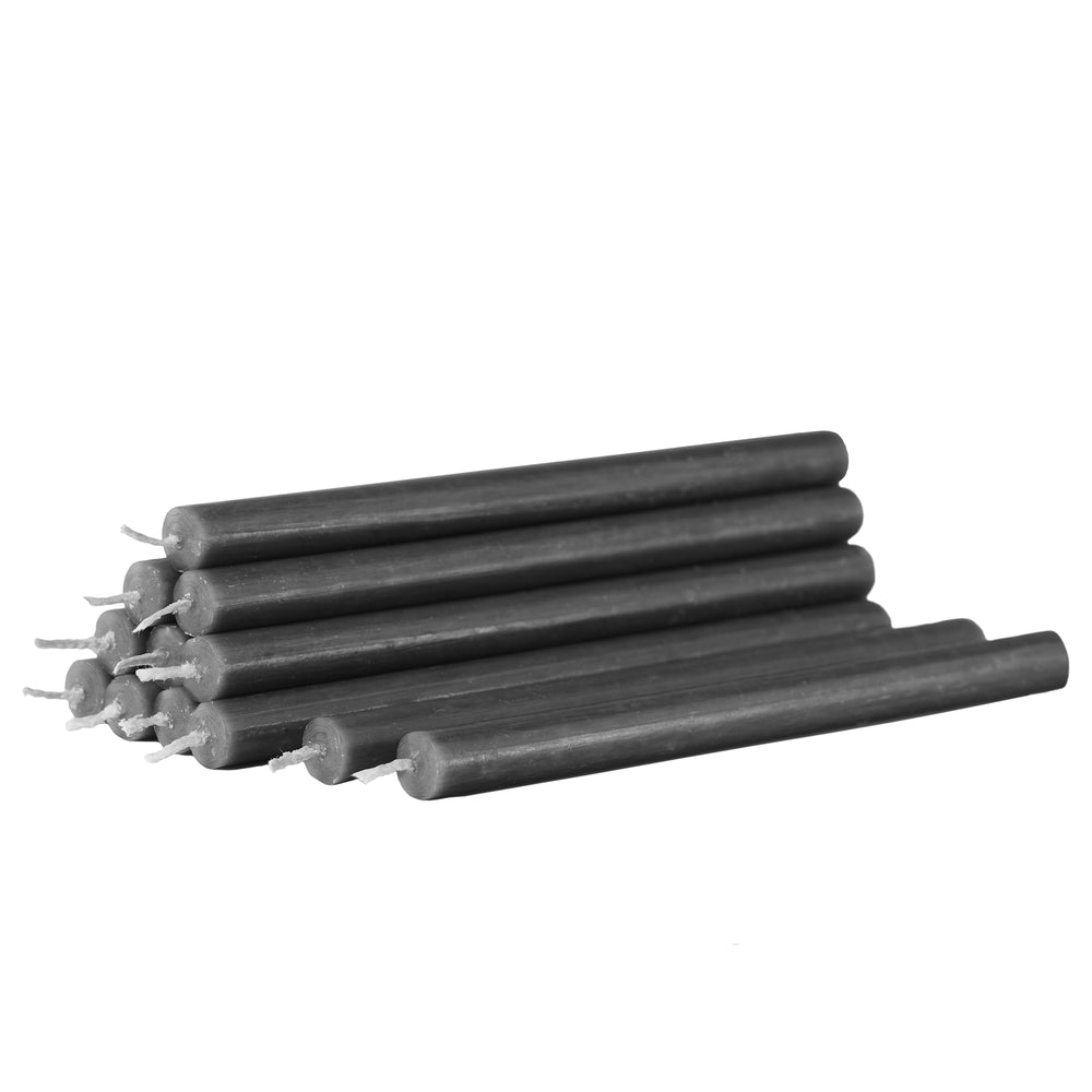 Stoff Nagel - Paraffin-Kerzen | 12er-Set / anthrazit