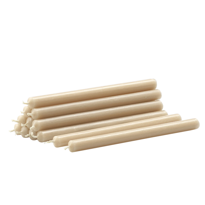 Stoff Nagel - Paraffin-Kerzen | 12er-Set / beige