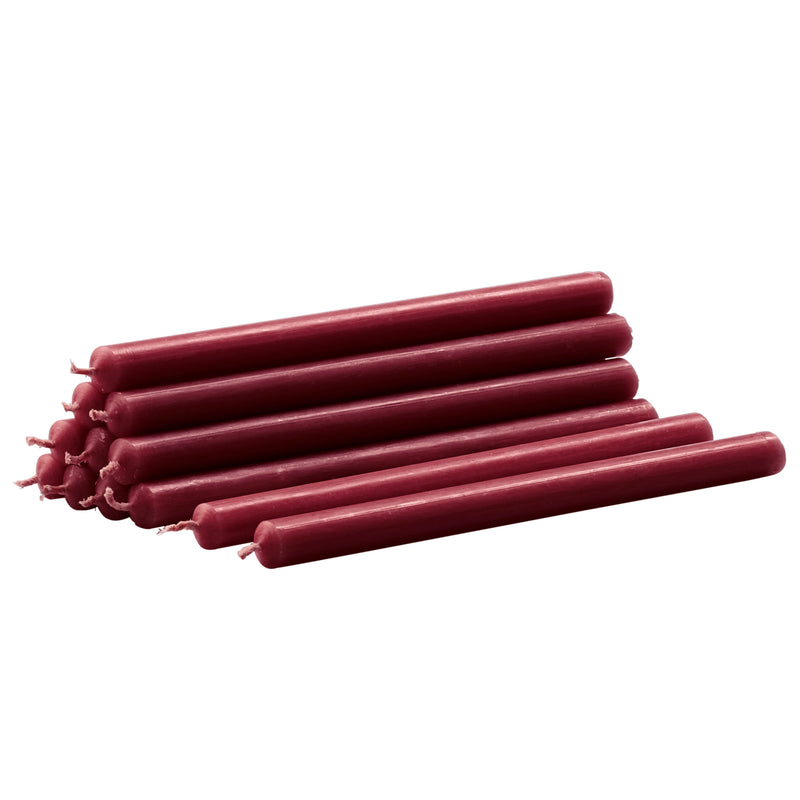 Stoff Nagel - Paraffin-Kerzen | 12er-Set / bordeaux