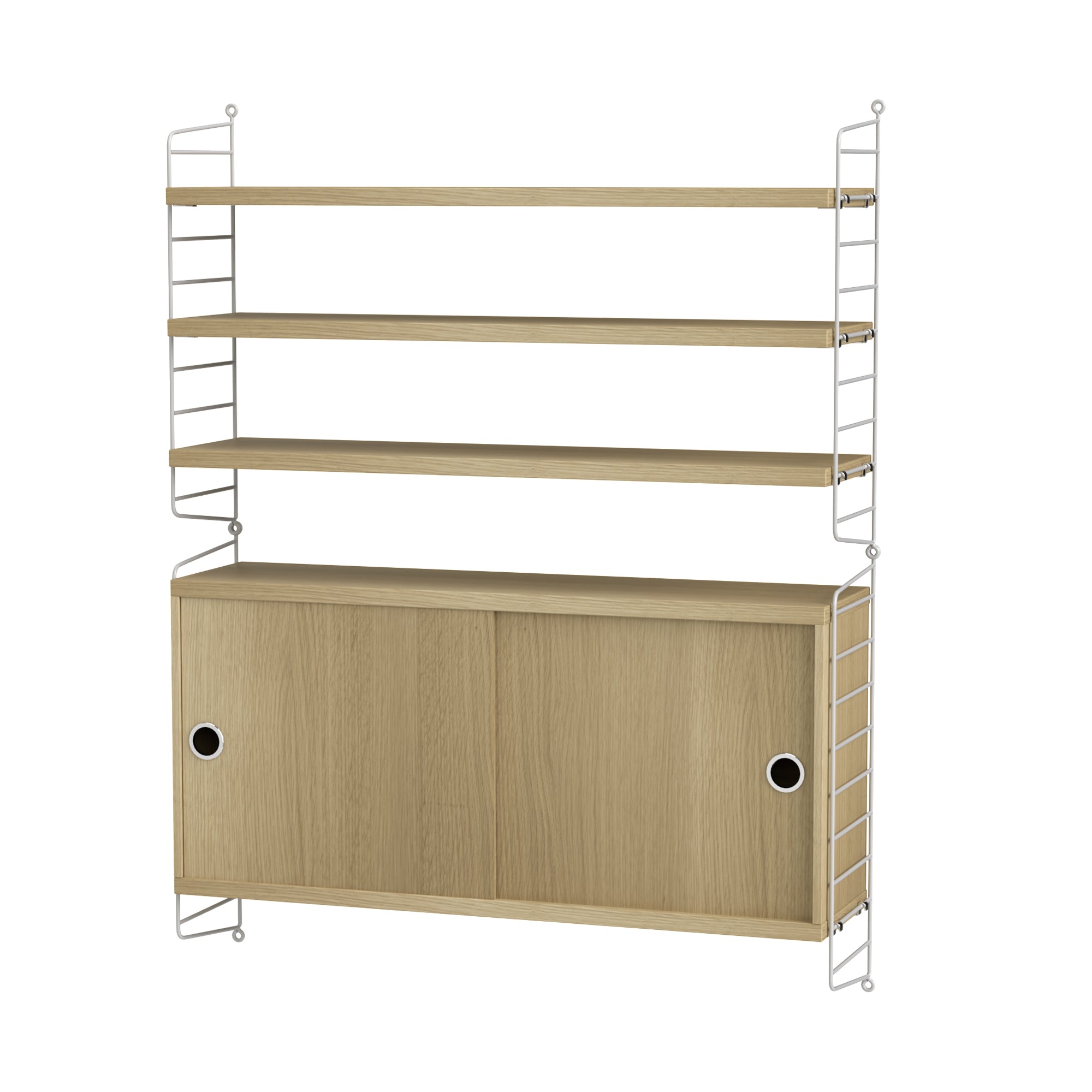 String - Wandregal mit Schrank | Eiche/weiß