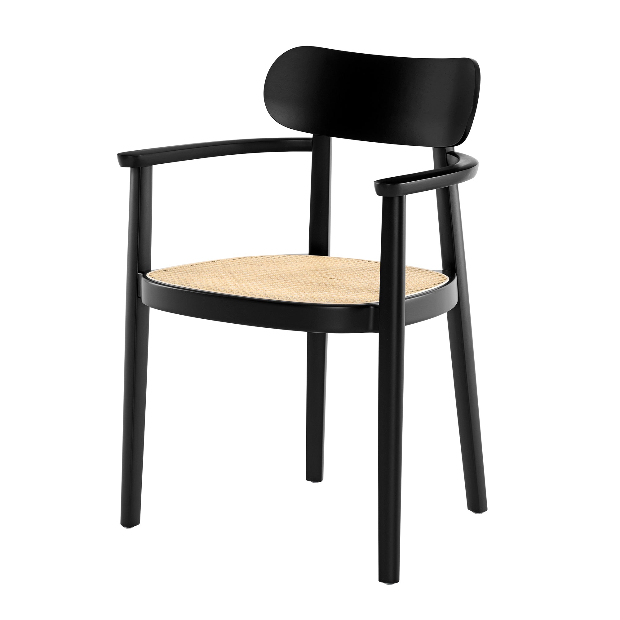 Thonet - 118 FV Armlehnstuhl | Buche schwarz gebeizt / Geflecht natur