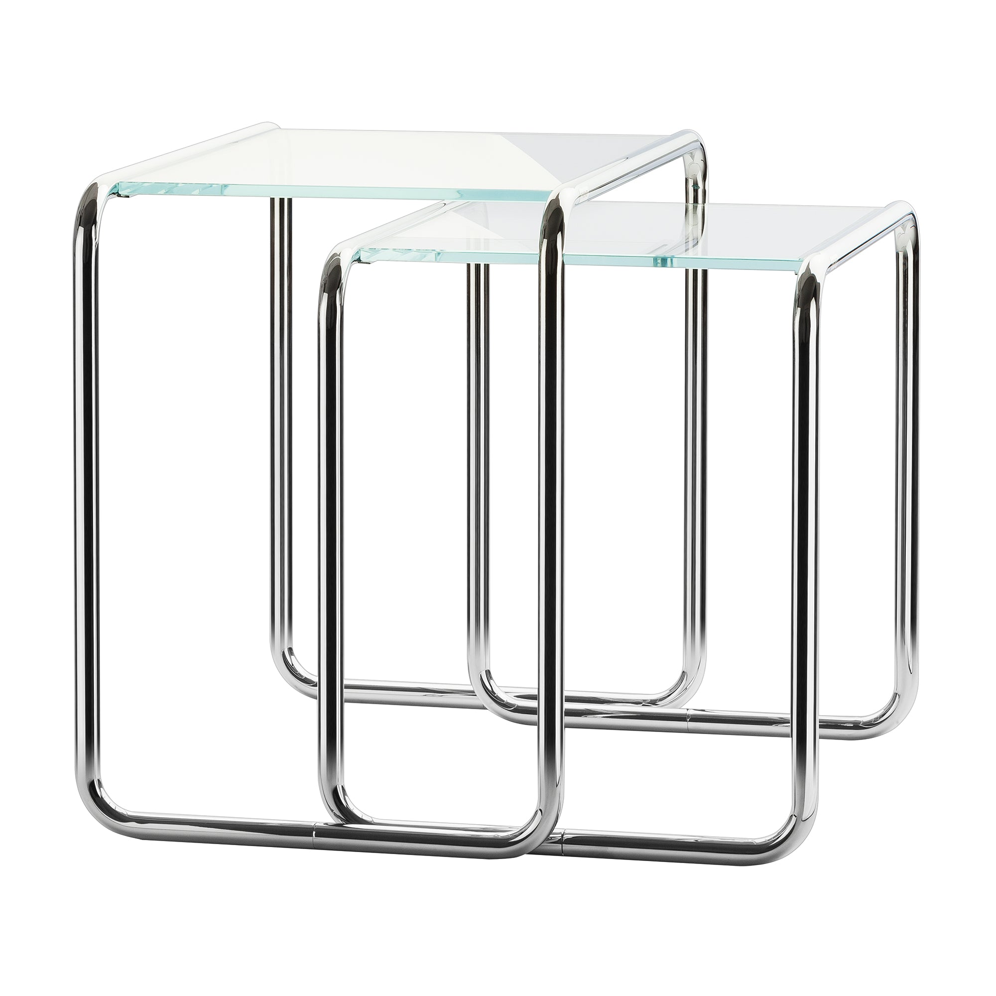 Thonet - B 9 Beistelltisch | a + b Set / Glas opalweiß in Diamantschliff
