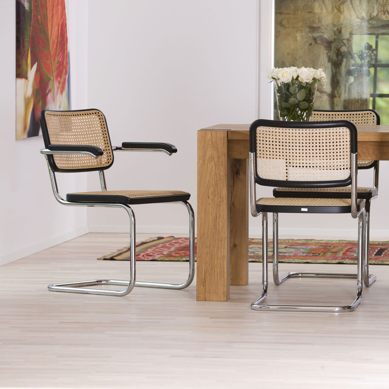 Thonet - S 64 V Freischwinger | Geflecht natur / Buche schwarz / Chrom