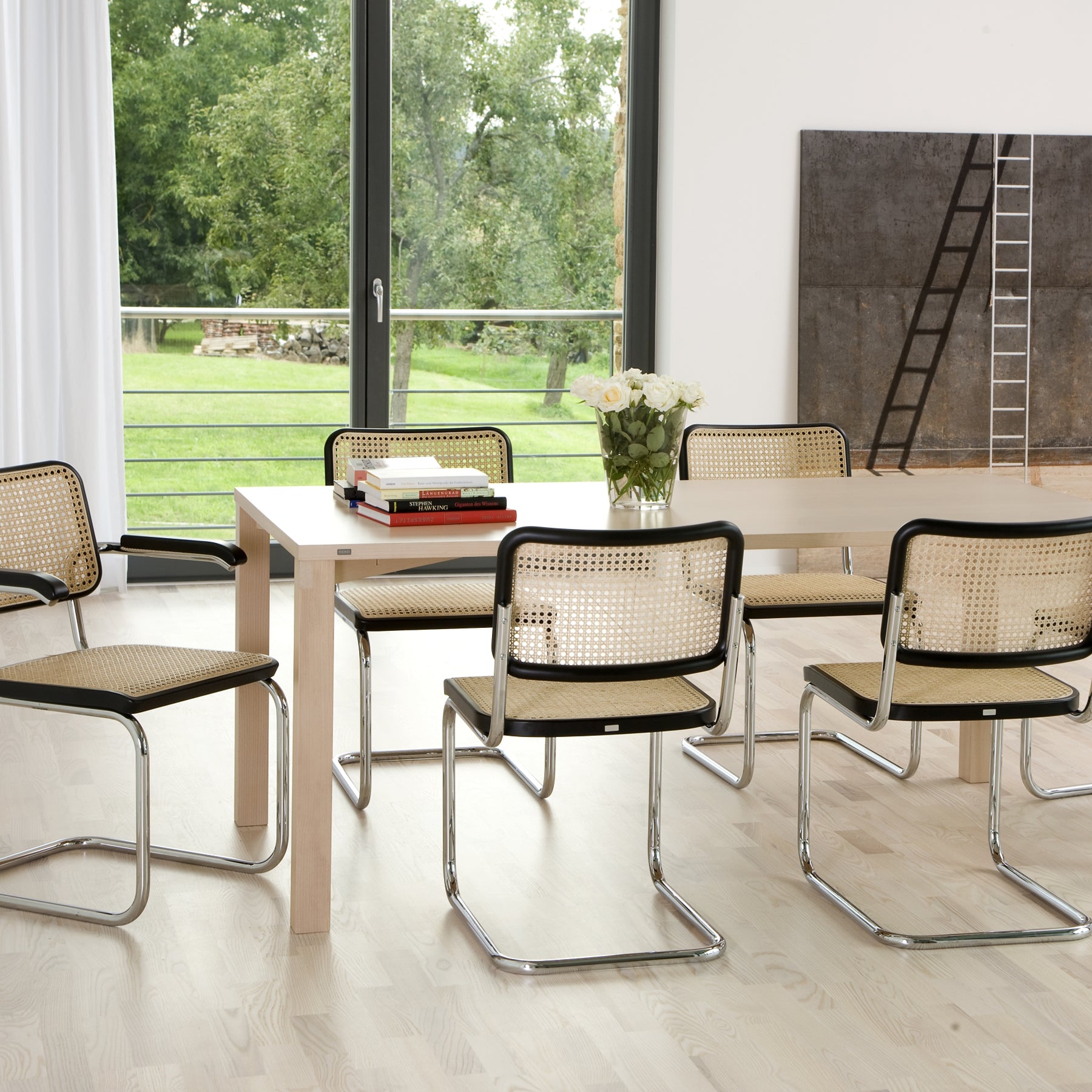 Thonet - S 64 V Freischwinger | Geflecht natur / Buche schwarz / Chrom