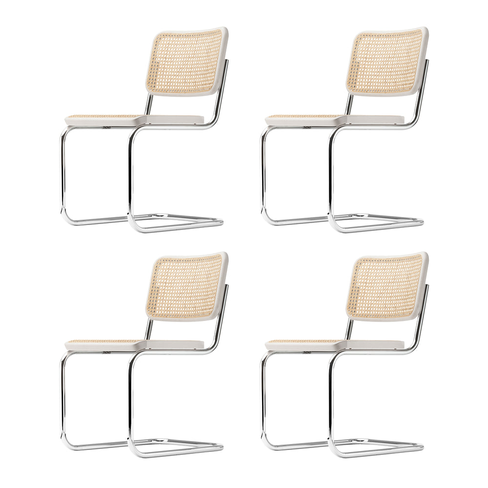 Thonet - S 32 Freischwinger Set | 4er-Set / Buche weiß lasiert (TP 200)