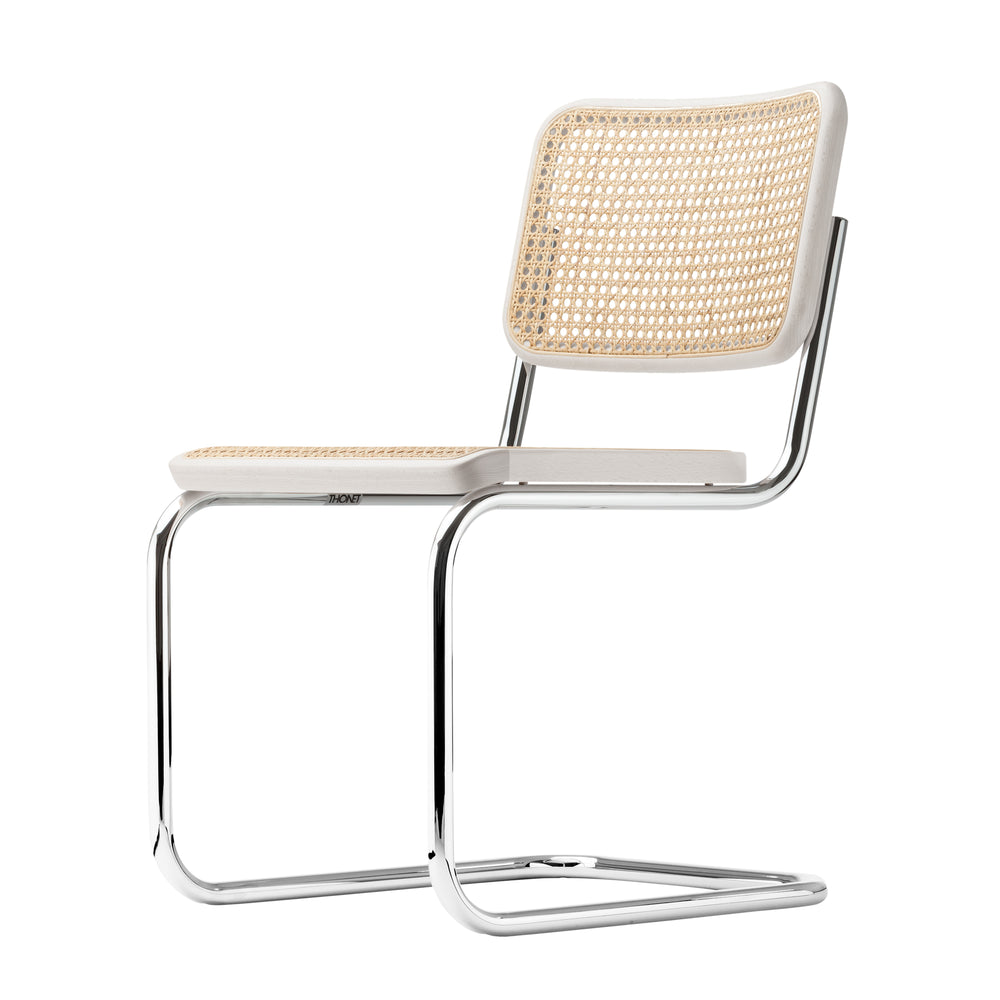 Thonet - S 32 V Stuhl | Geflecht natur / Buche weiß / Chrom