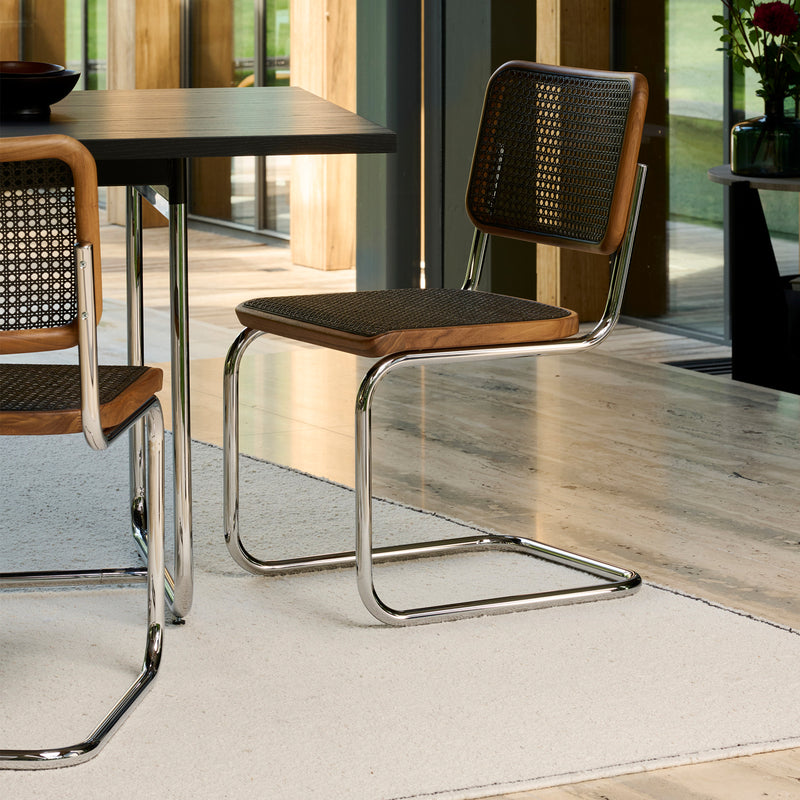 Thonet - S 32 V Stuhl | Geflecht dark / Nussbaum natur / Chrom