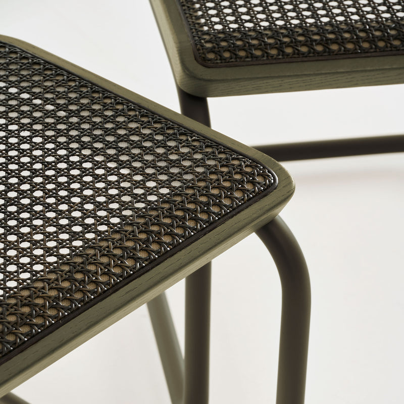 Thonet - S 32 V Stuhl | Geflecht dark / Eiche natur / salbeigrün
