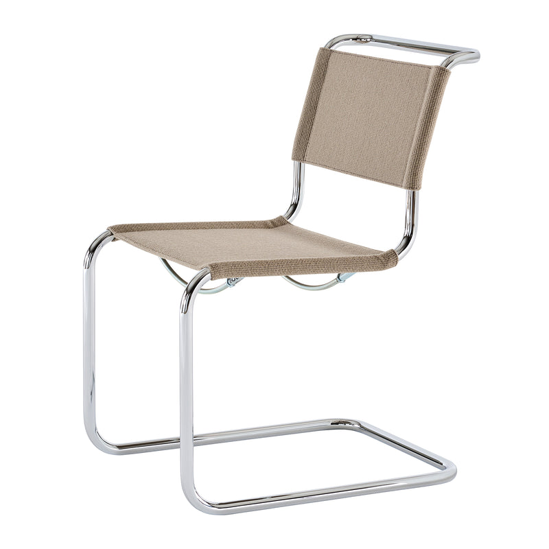 Thonet - S 33 V Stuhl | Stoff Gabriel Nobel gelbgrau / Chrom