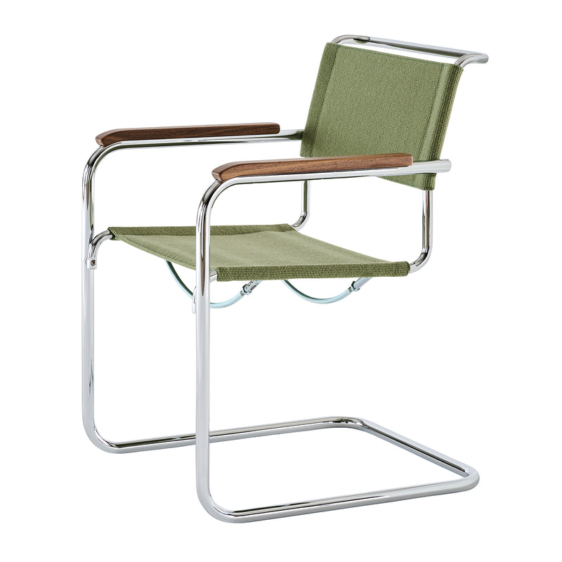 Thonet - S 34 V Armlehnstuhl | Stoff Gabriel Nobel reseda grün / Chrom