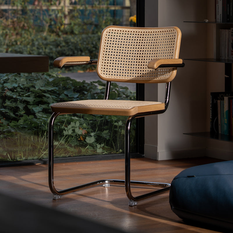 Thonet - S 64 V Freischwinger | Geflecht natur / Eiche natur / Chrom