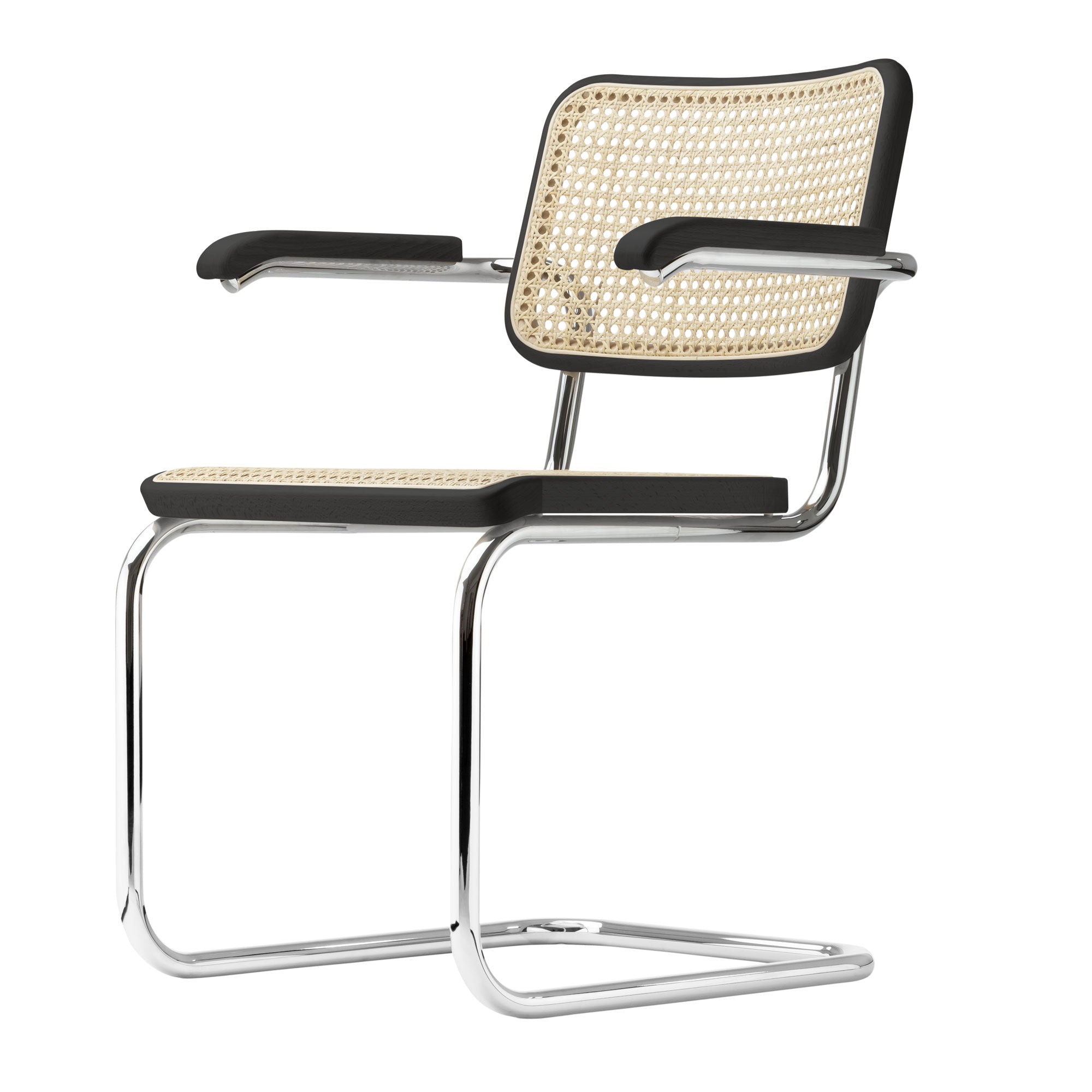 Thonet - S 64 V Freischwinger | Geflecht natur / Buche schwarz / Chrom