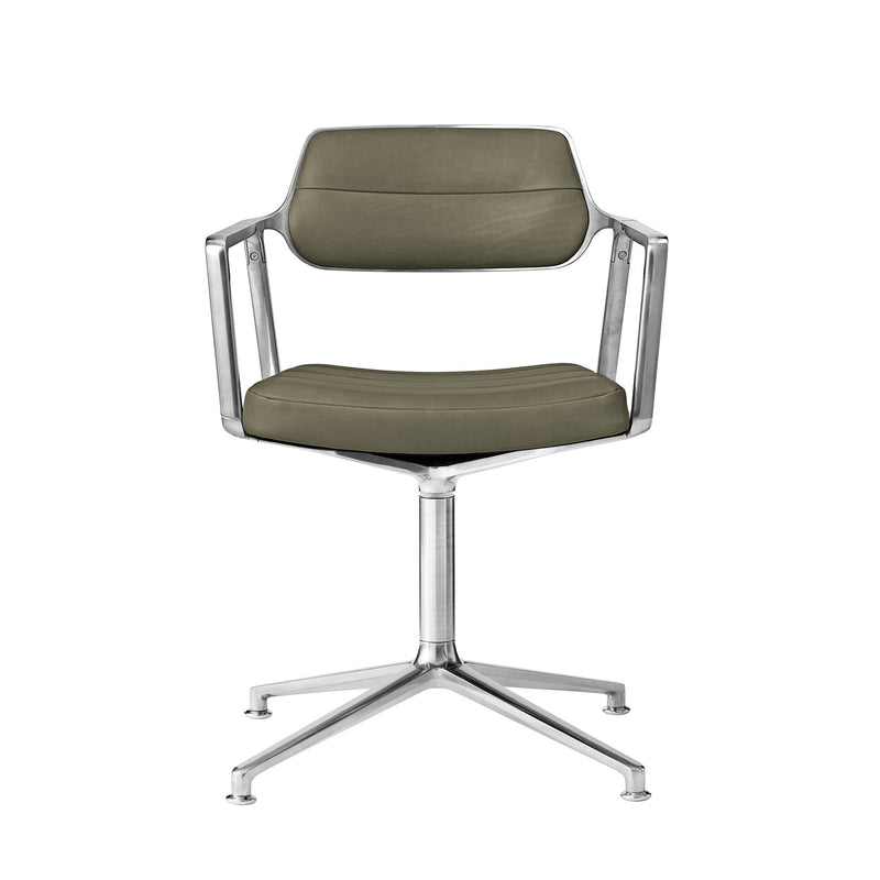 Vipp - 453 Swivel Drehstuhl | Gleiter / Leder bosco grün