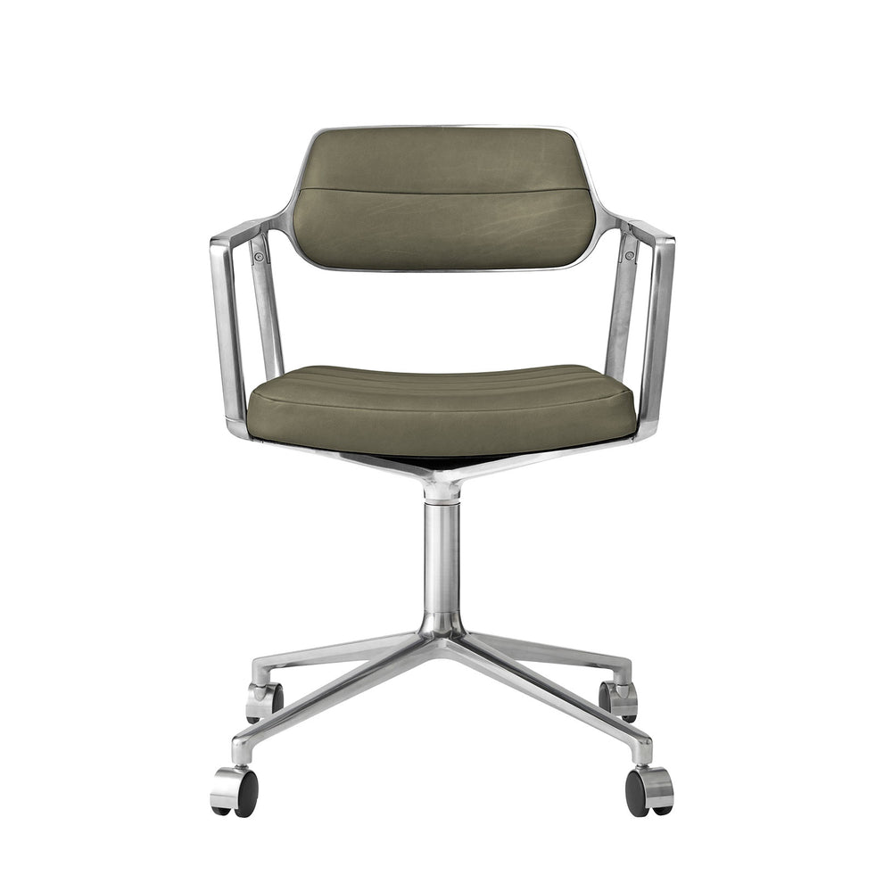 Vipp - 453 Swivel Drehstuhl | Rollen / Leder bosco grün