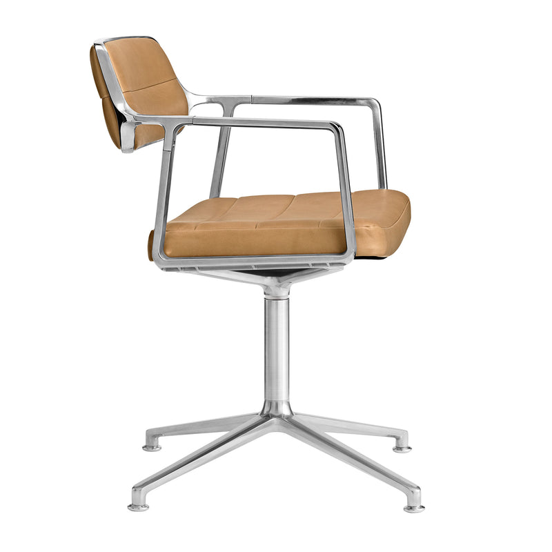 Vipp - 453 Swivel Drehstuhl | Gleiter / Leder camel
