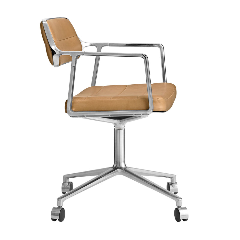 Vipp - 453 Swivel Drehstuhl | Rollen / Leder camel