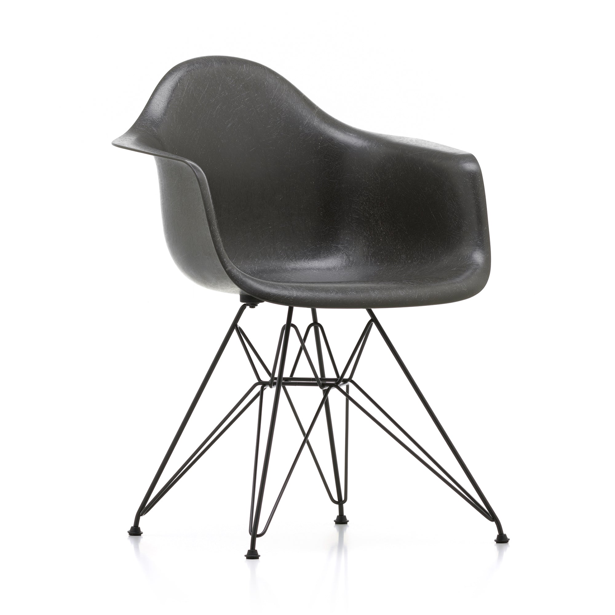 Vitra - Eames Fiberglass Armchair DAR | Filzgleiter basic dark / Eames Elephant Hide Grey / basic dark  