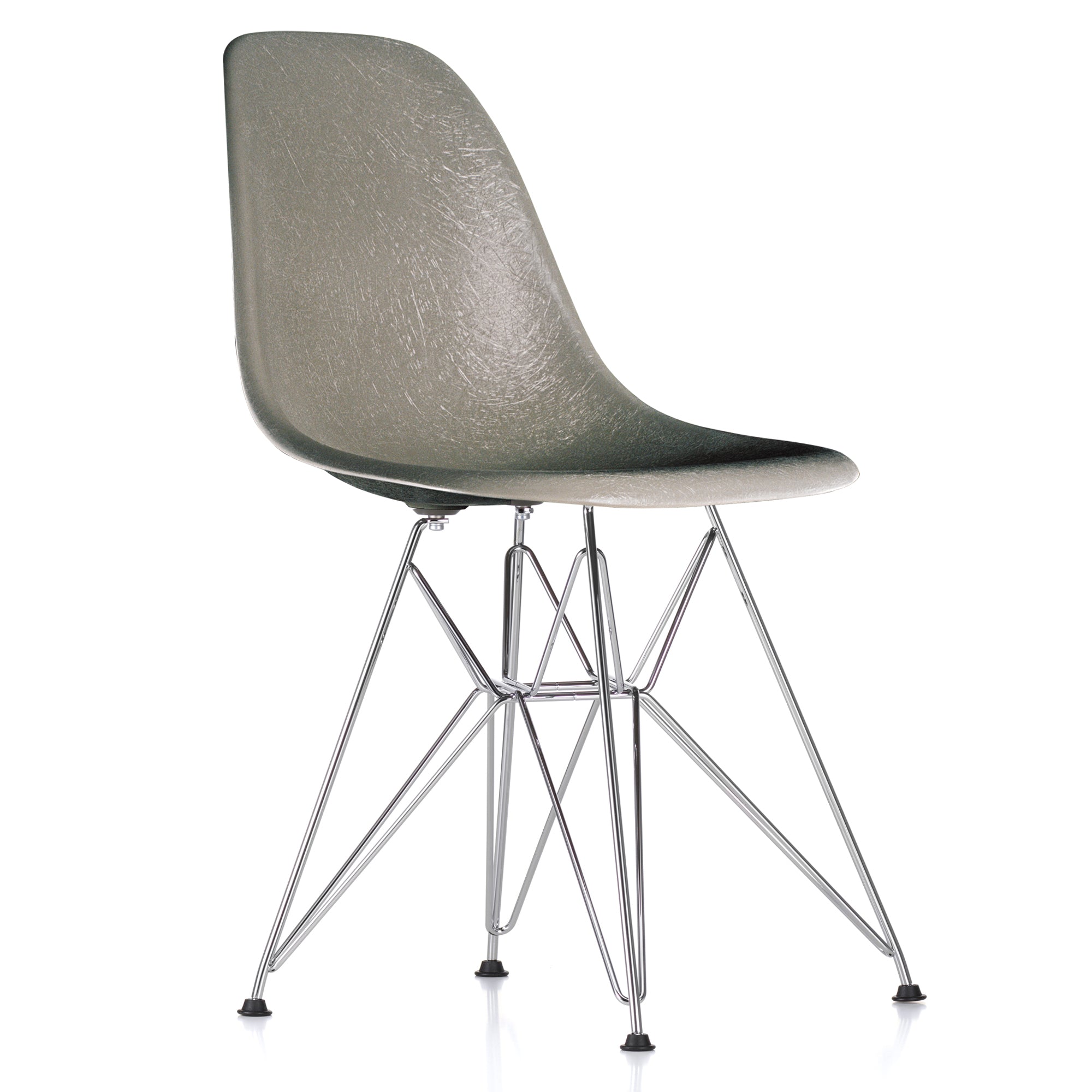 Vitra - Eames Fiberglass Side Chair DSR | Filzgleiter basic dark / Raw Umber / glanzchrom
