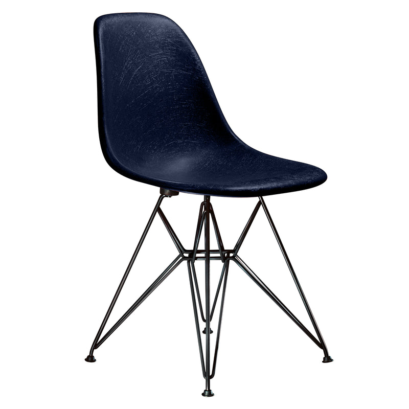 Vitra - Eames Fiberglass Side Chair DSR | Filzgleiter basic dark / Navy Blue / basic dark pulverbeschichtet