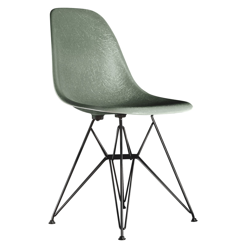 Vitra - Eames Fiberglass Side Chair DSR | Filzgleiter basic dark / Sea Foam Green / basic dark pulverbeschichtet