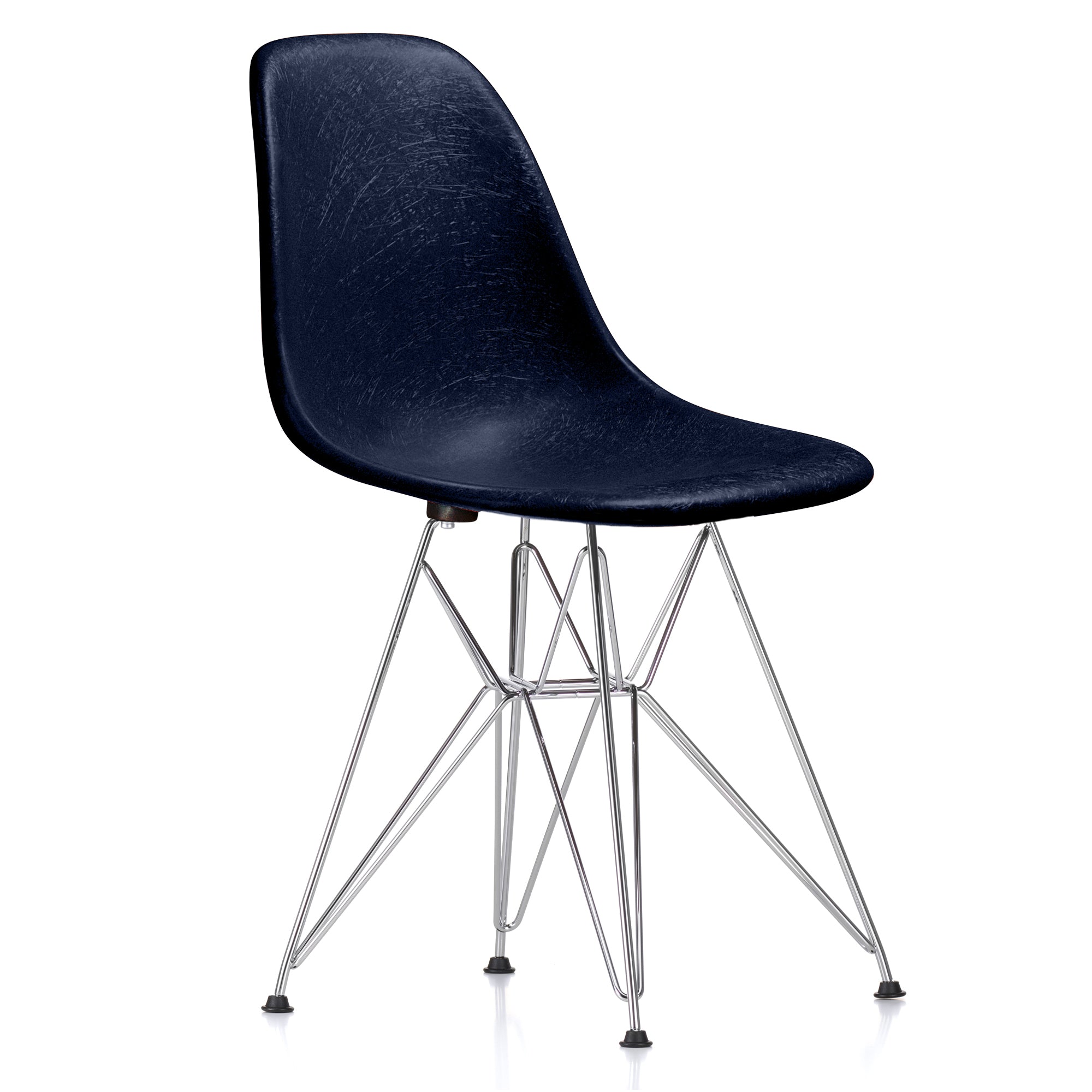 Vitra - Eames Fiberglass Side Chair DSR | Filzgleiter basic dark / Navy Blue / glanzchrom