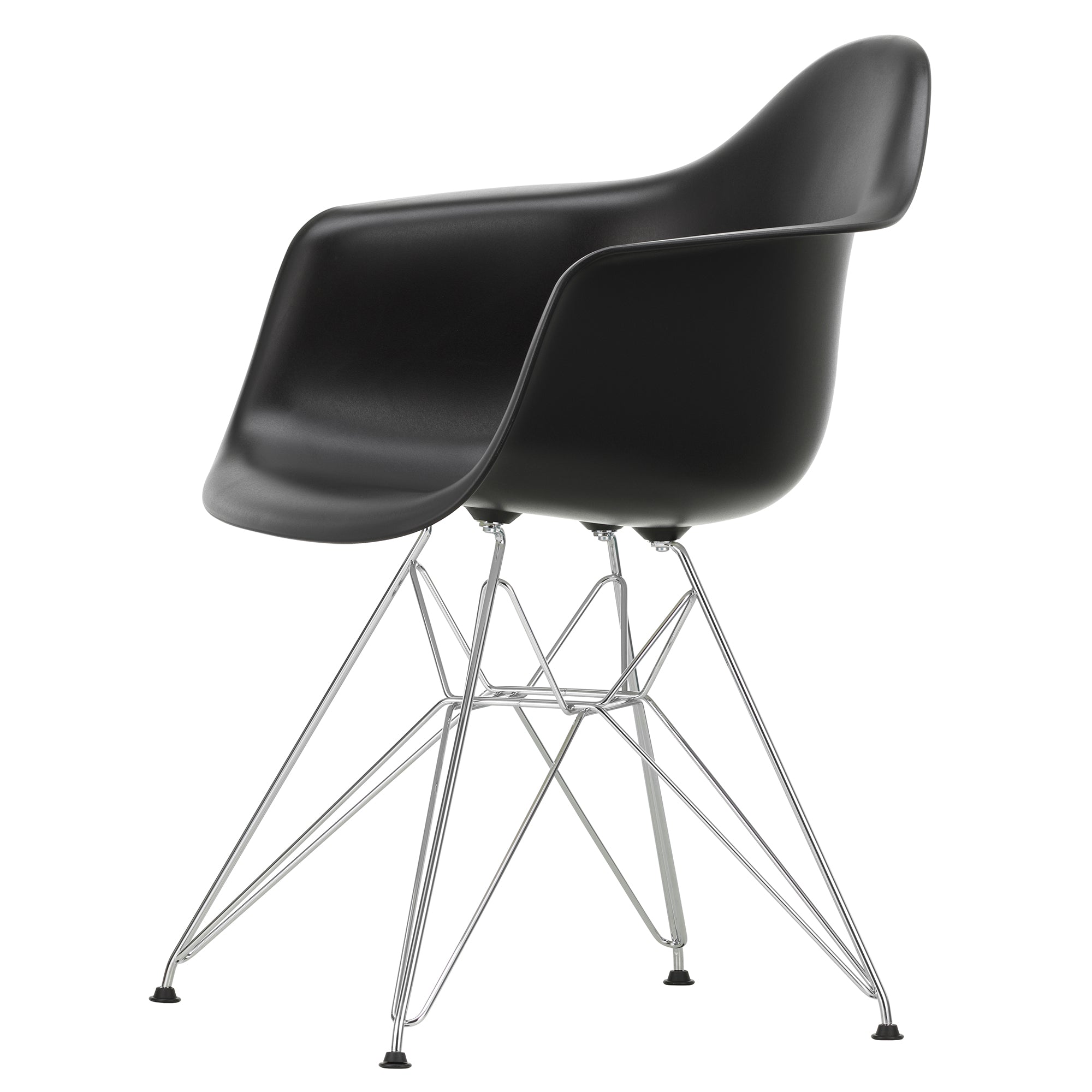 Vitra - Eames Plastic Armchair DAR RE | Filzgleiter basic dark / tiefschwarz RE / verchromt